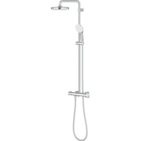 Grohe – Colonne de douche thermostatique Tempesta 210 – Douchette de tête jet de pluie – Thermostat avec Aquadimmer et SafeStop 38°C – Flexible 1,75 m