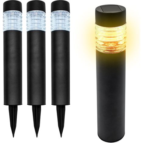 Edelstahl Solar Gehwegleuchte 42 x 8 cm - 4er Set in anthrazit - Garten Wegeleuchte warm weiß