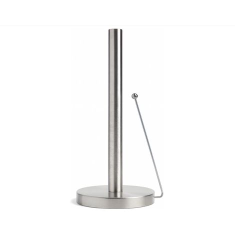 Dispensador de toallas de papel de pie - Soporte estable con brazo antivuelco - Dispensador moderno de toallas de papel para cocina - Accesorio práctico y elegante para toallas de papel (plateado)