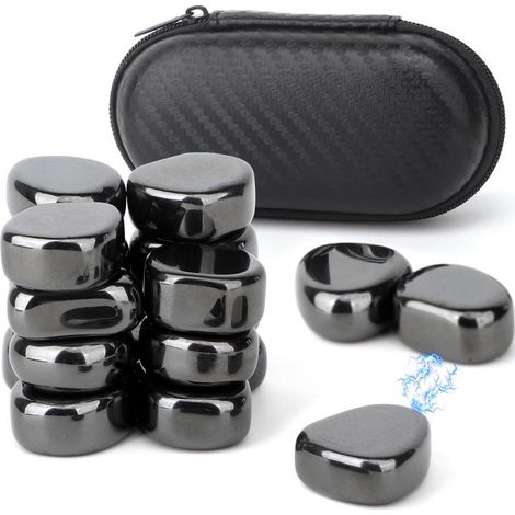 Pierres magnétiques noires pour réfrigérateur, objet de loisirs créatifs multifonctionnel (18 pièces) (1/5)