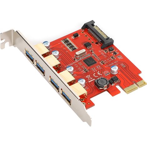 Carte d'extension USB 3.0 à 4 ports avec alimentation SATA pour contrôleur NEC D720201 (1/5)