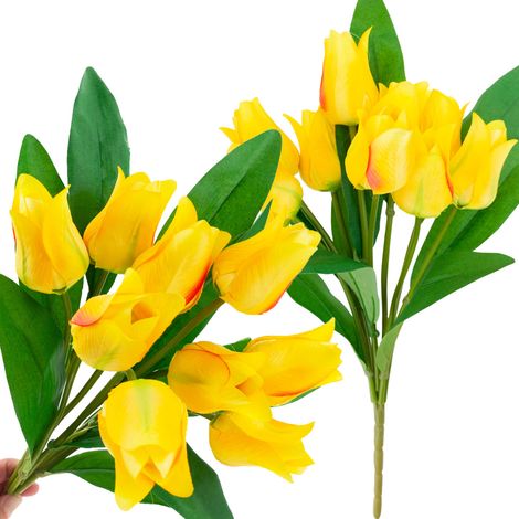 CV26811-8 RAMO GRANDE DE TULIPANES X9 FLORES ARTIFICIALES TULIPANES EN RAMO DE SILICONA