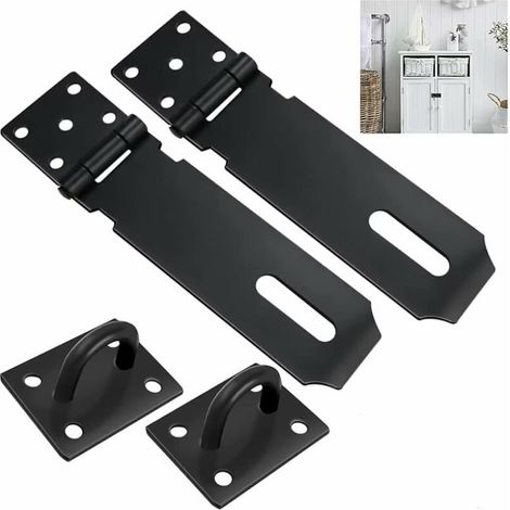 2 pièces cadenas moraillon verrou de porte en acier inoxydable moraillon de sécurité avec vis charnière de serrure de porte pour cadenas noir loquet de porte pour porte tiroir barrière