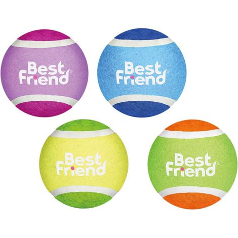 Jeu de 4 balles de tennis diamètre 6,4 cm pour chiens
