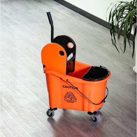 Carrello per pulizia con secchio e strizzatore 36 L arancione HAVRYA (1/3)