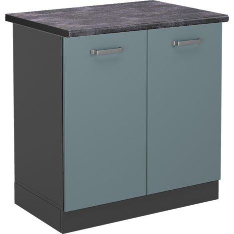 Spülenunterschrank R-Line, Blau-Grau, 80 cm , AP Anthrazit, Vicco (1/5)