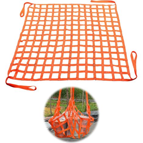 Filet de Levage Polyester 1x1 M 300 KG Suspendu, Orange, Pour Chargement et Déchargement Remorque (1/5)