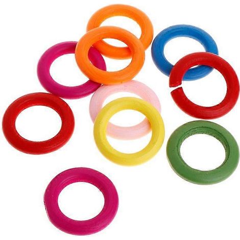 Lot de 10 bagues en bois brut non fini, cercles naturels avec peinture colorée, L-3,5x2cm pour artisanat créatif. (1/4)