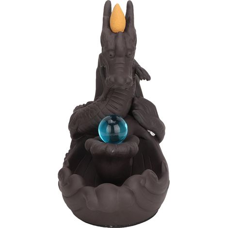 Brûleur d'encens à reflux en argile violette, représentant un dragon de bon augure jouant avec une perle. Ornement artisanal en céramique. Brûleur d'encens avec boule de cristal. (1/4)