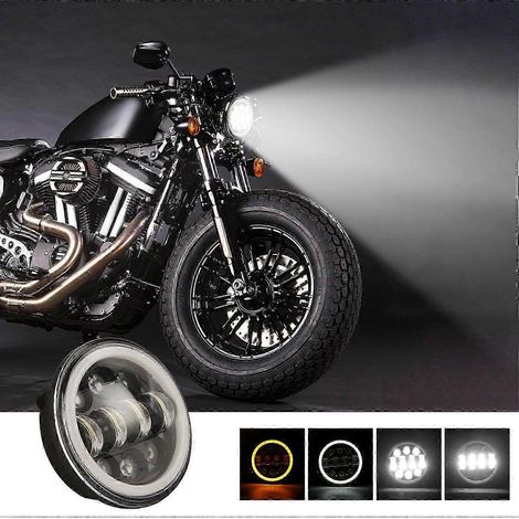Faro LED redondo de proyección para motocicletas, nuevo y brillante, de 80 W y 5,75 pulgadas, color negro.