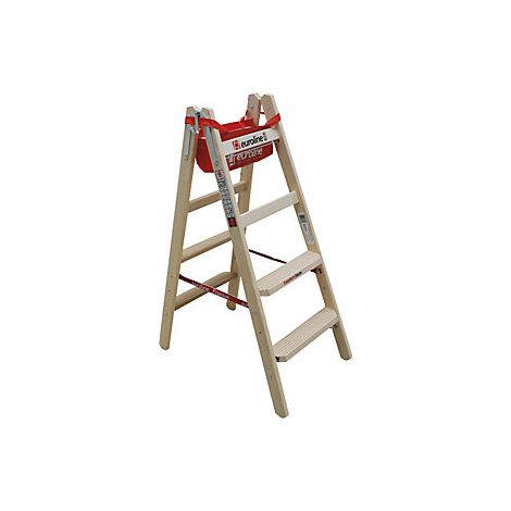 Escalera de tijera de madera con peldaños cómodos  acceso por