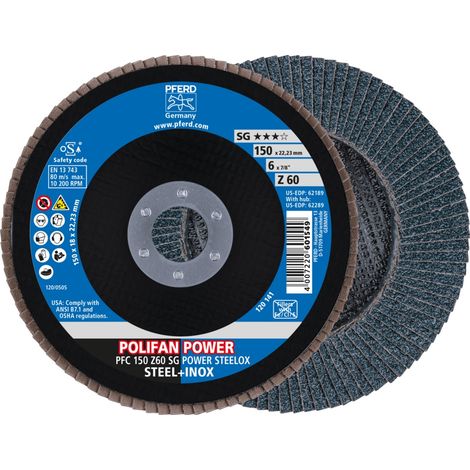 PFERD POLIFAN POWER Fächerscheibe PFC 150x22,23 mm konisch Z60 SG STEELOX Stahl/Edelstahl (1/5)