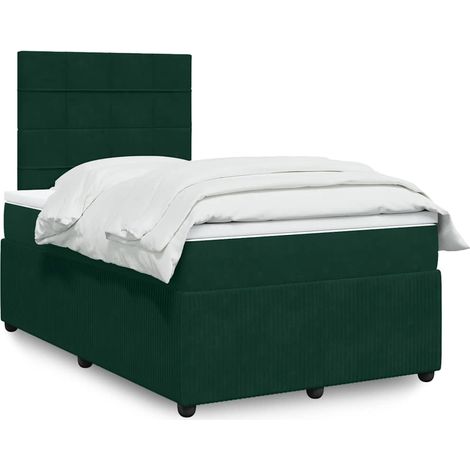 Cama box spring con colchón terciopelo verde oscuro 120x190 cm (1/5)