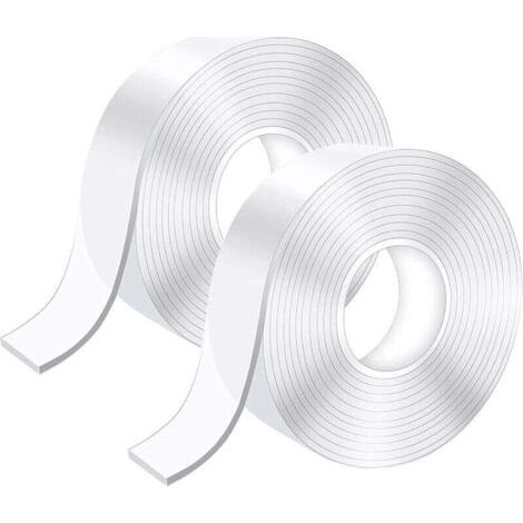 Ruban adhésif double face ultra-résistant de 5 mètres, ruban nano transparent lavable, ruban adhésif double face amovible sans résidus (2 pièces) (1/4)