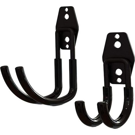 ganci multiuso multifunzione con viti, ganci da parete in acciaio rivestito nero, doppi ganci multiuso per utensili elettrici, scala per bici, tubo di corda