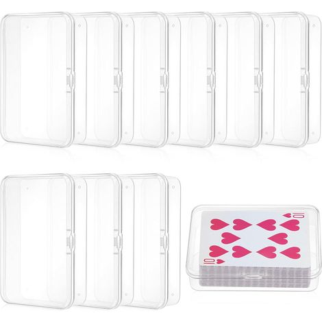 Boîte De Rangement Pour Cartes - Transparent Avec Couvercle - Pour Cartes De Jeu Et Visites - Lot De 10 (1/5)