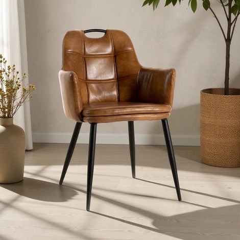 Chaise de salle à manger moderne en PU marron (lot de 2) Maurina (1/5)