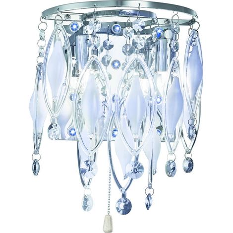 Searchlight Spindle - Applique murale à 2 ampoules LED en verre pour l'intérieur, chrome, G9