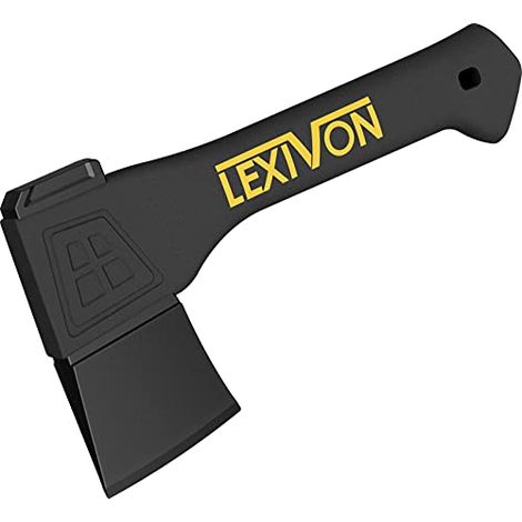 LEXIVON V9 Ascia Spaccalegna da Campeggio, Accetta Sopravvivenza, 9” (23 cm), Impugnatura Ergonomica, Manico Leggero in Vetroresina, Fodero Protettivo Portatile Incluso (LX-V9) (1/5)