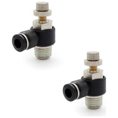 2 Pièces 6 mm Raccords Pneumatiques, 1/4" Régulateur de Débit D\'air, Avec Connexion Enfichable et Filetage Extérieur Connecteur Rapide de Valve, pour Outils Pneumatiques (1/5)