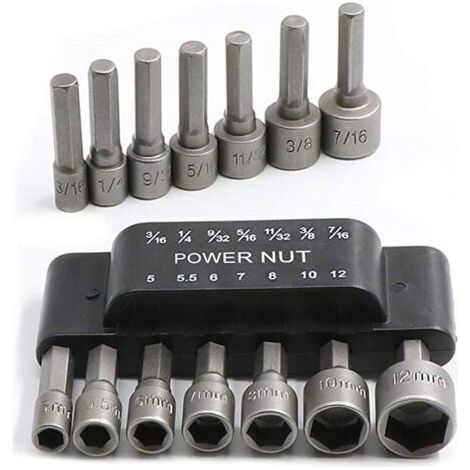 Ensemble de 14 forets pour tournevis à écrou électrique, adaptateur de douille hexagonale 1/4" Kit d'outils de réparation pour tournevis à boulon (1/5)