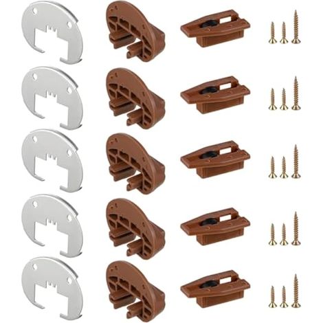 Lot de 5 guides de tiroir compatibles avec les glissières et guides de tiroir Rite-Trak II avec dos en métal et butée de tiroir avec rouleau (1/5)