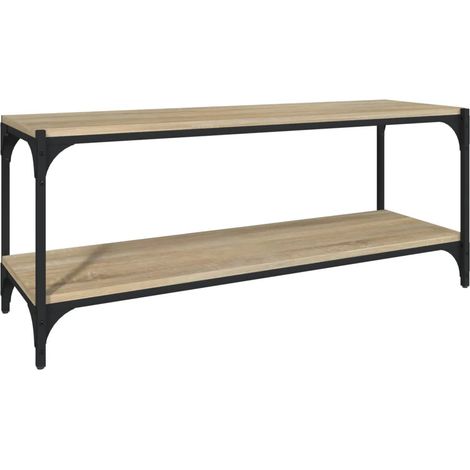 Meuble TV style industriel 100 x 33 x 41 cm avec grand espace de rangement en bois d'ingénierie chêne sonoma (1/5)
