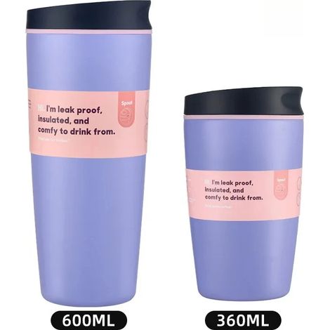 (Violet, 360 ml + 600 ml) Bouteille d'eau isotherme en acier inoxydable, isolation sous vide, couvercle étanche, base silencieuse. (1/2)