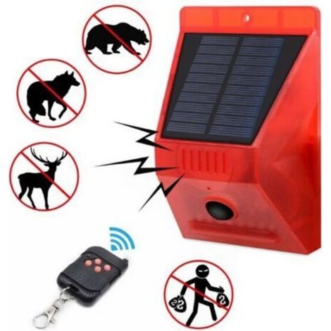 Loud 129dB Solar Siren Alarm Strobe with Remote Control Motion Sensor Control for Home Farm Villa Outdoor, Alarm System and Accessories (1/5)