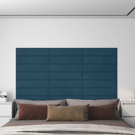vidaXL Cabecero de Pared 12 uds. Azul Terciopelo (1/5)