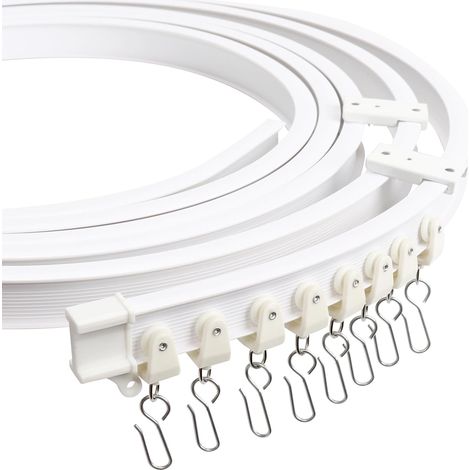 Flexible Deckenschiene für Vorhänge, 3 Meter (9,84 Fuß) Schiene mit leisen Rollen, gebogene Deckenvorhangschiene, kompatibel mit Fenstern, Duschvorhängen und Krankenhäusern