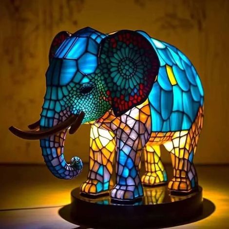 lampes de nuit LED-Série de d'animaux peints décoratives et créatives pour la maison-Éléphant