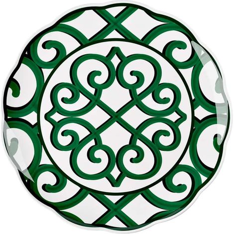 GUZZINI Vassoio Tondo Grande Natalizio Harmonia Melamina D 45,50 Cm Table Decor Bianco Verde