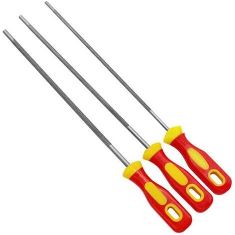 3 Pièces Lime Tronconneuse, Kit d'Affûtage Universel Portable pour Tronçonneuse, Lime avec Poignée Limes Rondes Support de Scie à Affutage Chaîne 3 Tailles de 4mm 4,8mm 5,5mm Adapté au Meulage (1/5)