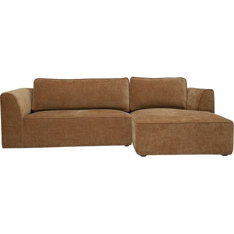 Design-Ecksofa rechts in gebrannter Erde Textur Samteffekt Stoff 3-Sitzer GRAMMY