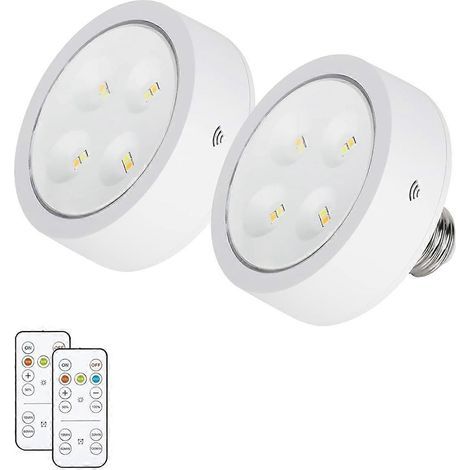 Ampoules LED à piles pour lampes, à visser, avec télécommande, culot E26 pour appliques murales (lot de 2). (1/5)