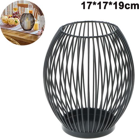 Porte-bougie chauffe-plat en fil de métal noir pour une utilisation intérieure et extérieure, événements, fêtes et décorations de mariage (Grande taille) (1/5)