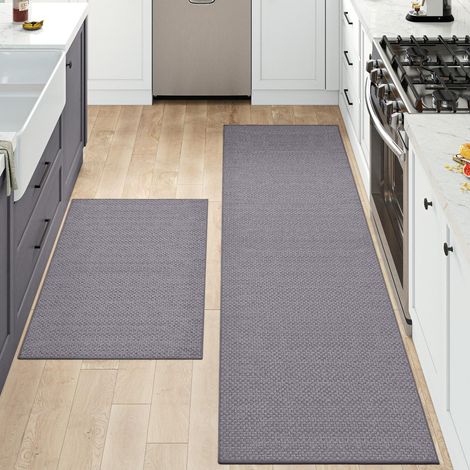 2 Pièces Tapis Cuisine, Antidérapant Caoutchouc, Absorbant Eau Huile, Gris, Pour Évier Et Couloir (1/5)