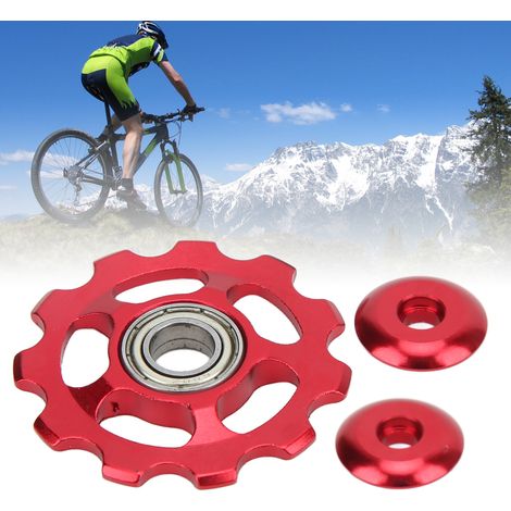 Pignon de Vélo de Montagne 11 Dents en Alliage d'Aluminium, Roue Guide et Poulie Amovible pour Pièces de Bicyclettes Rouge (1/5)