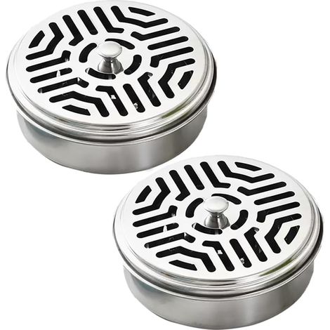 Deux supports portables pour spirales anti-moustiques - une boîte avec poignée pour spirales anti-moustiques - un brûleur d'encens ignifugé - maison - bureau - argent (1/3)