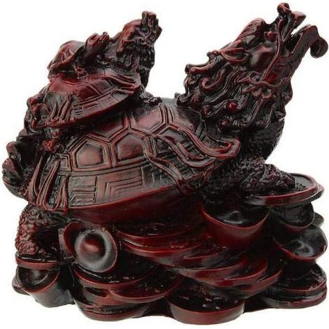 Statuette Dragon Tortue Feng Shui Figurine Protection et Prospérité Créature Mythique Asiatique, Résine Rouge Foncé 12 x 10 x 9 cm Porte-Bonheur d'Asie Idée Déco Cadeau d'Asie (1/5)