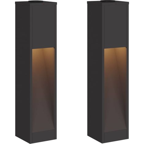 Solar Led Pathway Light 2 pcs Black Cold Rolled Steel vidaXL