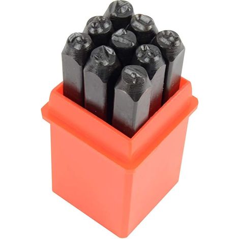 1 Jeu de chiffres à frapper, 5 mm, Acier HRC48+2, DIN 1451, Boîte plastique, Pour métal