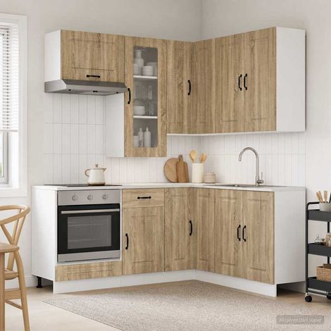 Ensemble de meubles de cuisine 8 pièces en bois d’ingénierie chêne Sonoma, 167.97kg - PANGIVO (1/5)