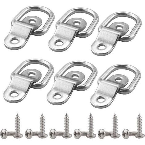 6 Pcs Anneaux Arrimage en Acier Inox D Anneau de Fixation avec Vis pour Remorque Bateaux Voiture Cargaison Autos Camions (1/4)