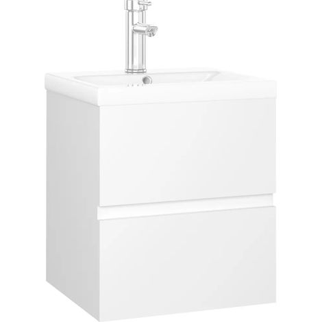 Armadio per lavabo con lavabo integrato pratico spazio portaoggetti 41 x 38,5 x 45 cm in legno multistrato bianco 020055090