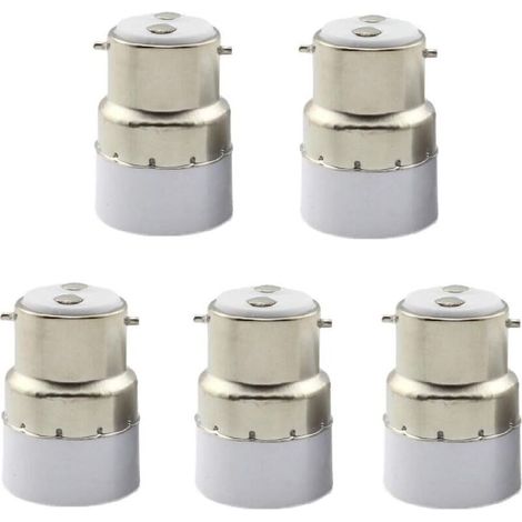 Paquete de 5 adaptadores B22 a E14 – Convertidores de casquillo de PVC – Para bombillas halógenas, LED y CFL – Fácil instalación (1/4)