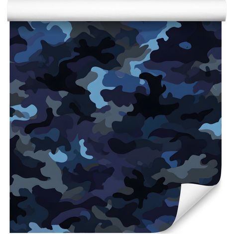 Marineblaue und blaue Militärtarntapete für Wohn- und Schlafzimmer, 50 x 1000 cm (1/5)