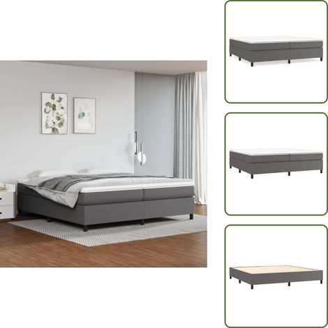 Bettgestell Grau 200x200 cm Kunstleder - Bettes Gestell - Doppelbett - Kunstleder Bett - Grau Bett - Boxspringbetten (1/5)