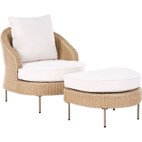 Gartensessel mit Ottomane ARCILLE Polyrattan Beige (1/5)